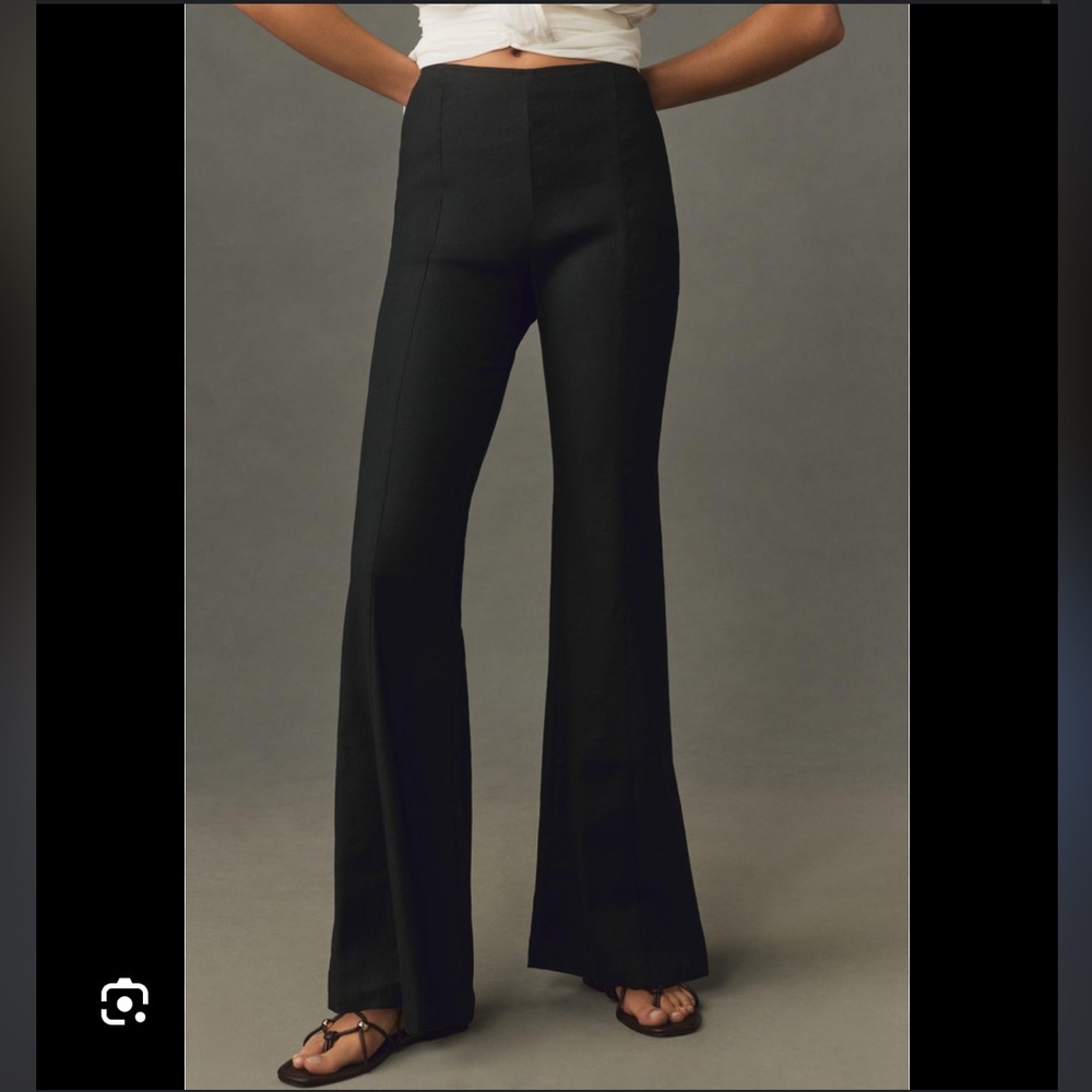 Anthropologie Black Linen Flare Pants NWOT
